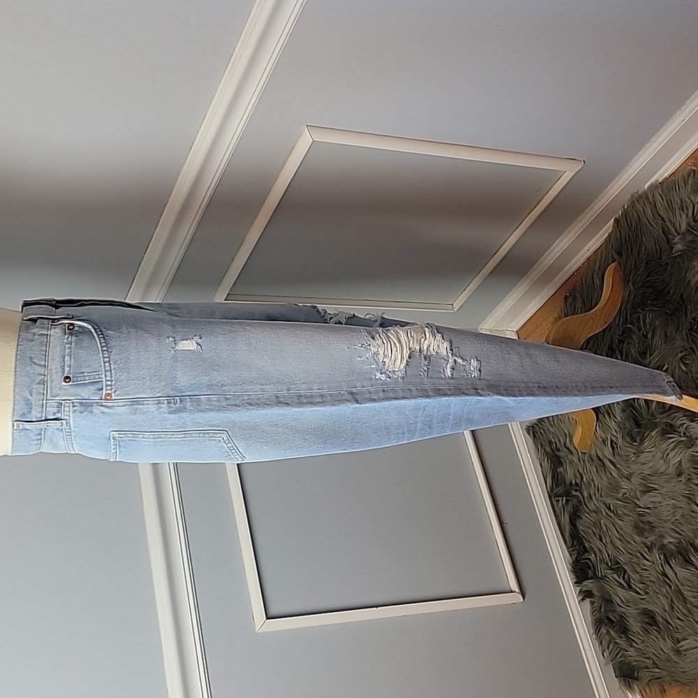 AGOLDE Light Wash Distressed Destroyed Tapered Leg Casual Designer Crop Jeans 28 - Picture 4 of 10